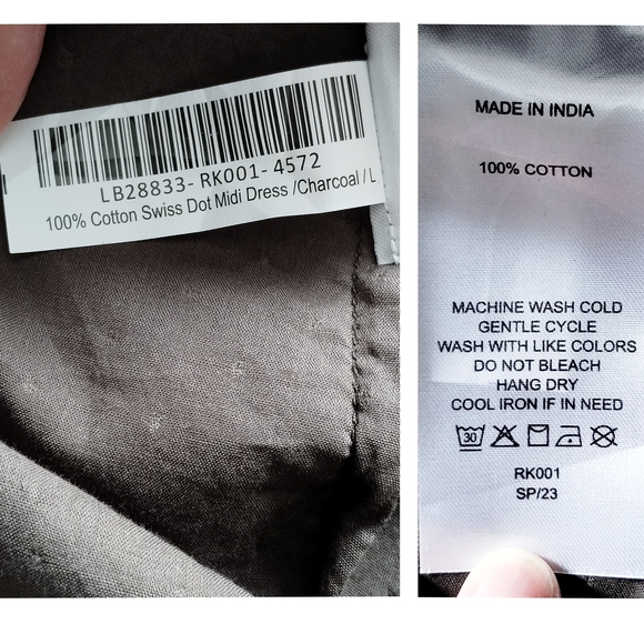 NWT Quince Swiss Dot Cotton Midi Dress Charcoal Grey - Picture 3 of 12